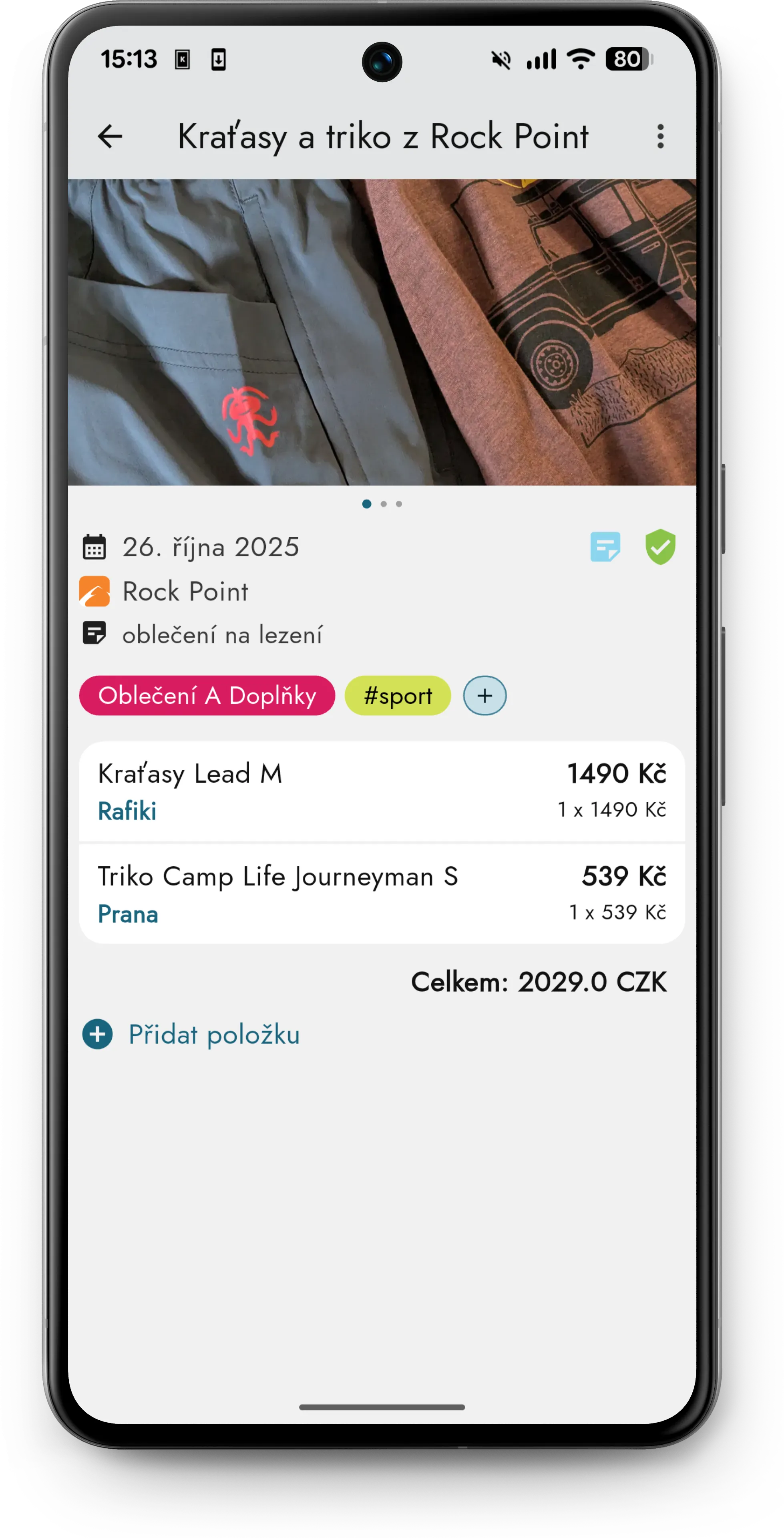 Ke každé účtence si můžete přidat fotku produktu