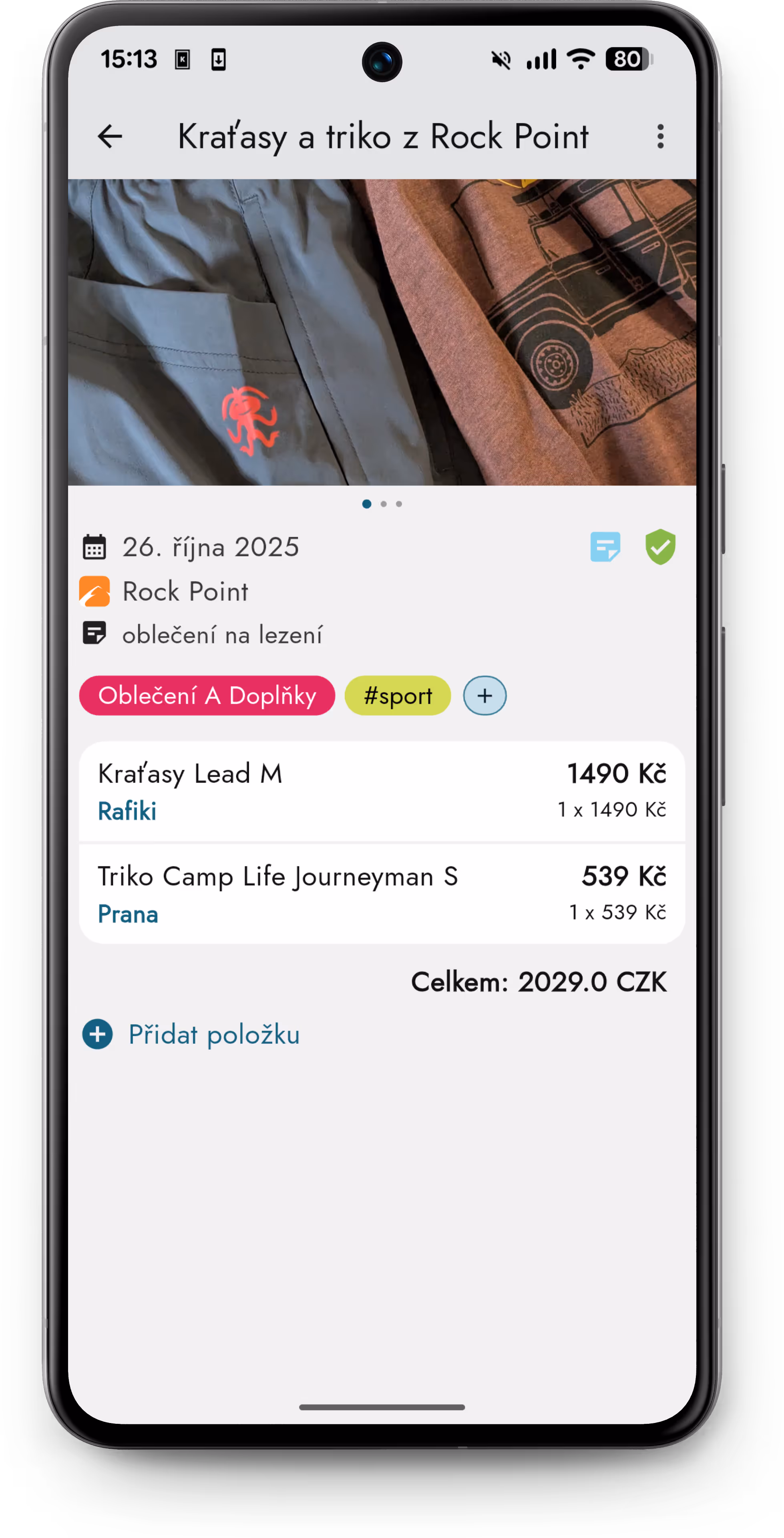 Mockup of the details section in the app.