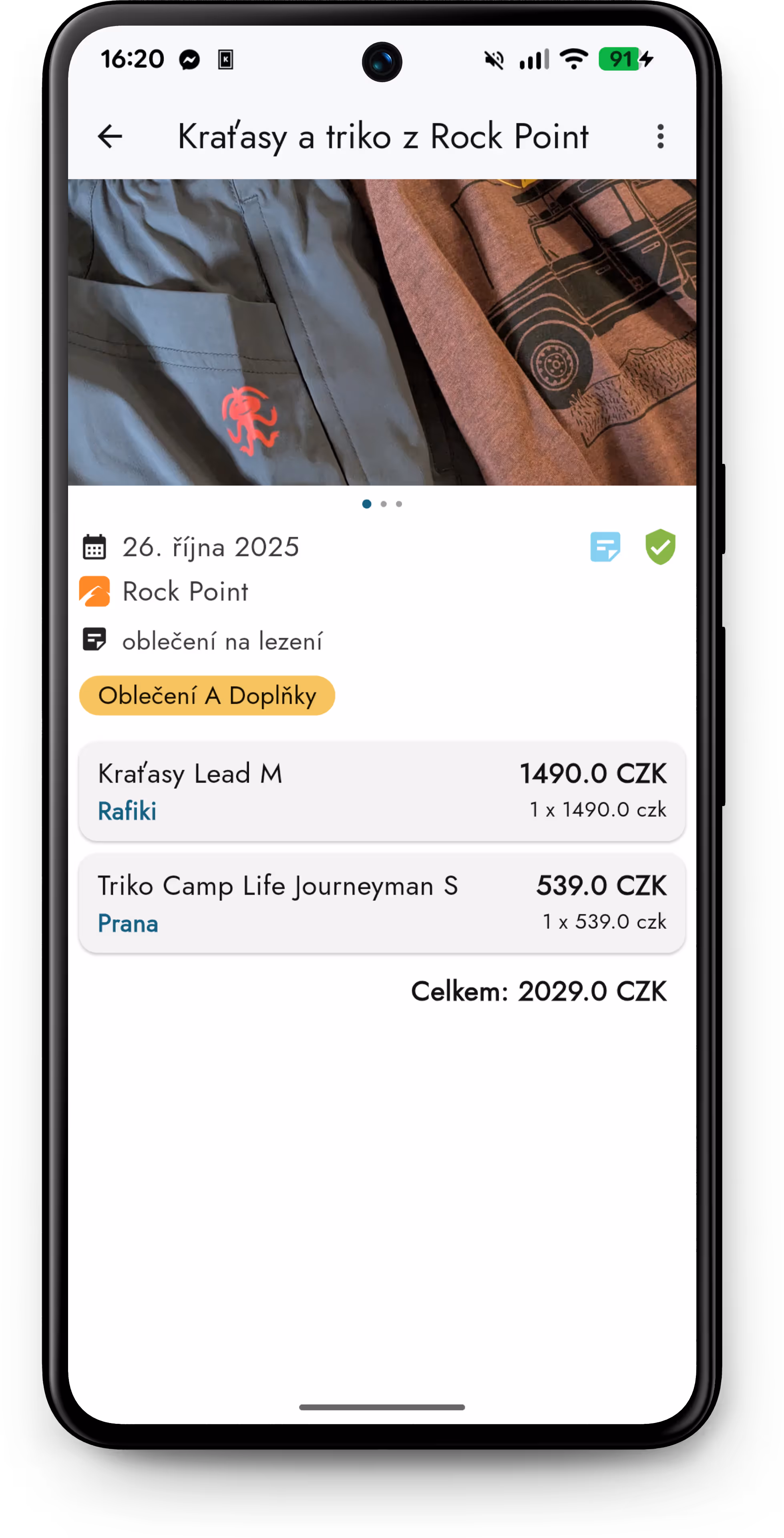 Mockup of the details section in the app.
